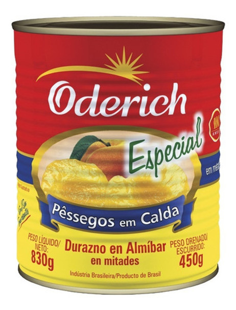 Pêssego Em Calda Oderich Linha Especial  830g - 3 Unidades 0
