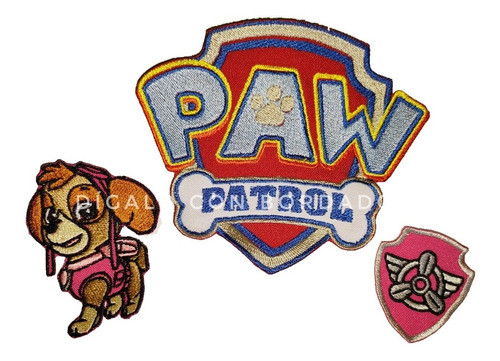 Aplique Bordado Paw Patrol Set Parche Skye Huella 0