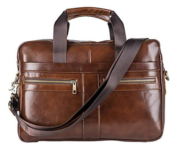 Maletín De Cuero Genuino Bolsa De Mensajero Para Hombres Con 0