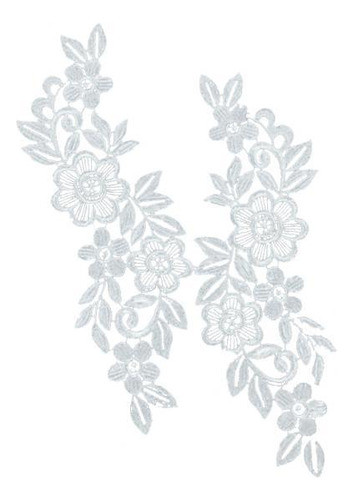 4x Par De Apliques De Renda Floral Branca Bordada Para 0