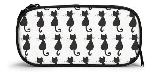Lindo Gato Negro Pluma L Piz Bolsas Pluma Caso Cremallera 0