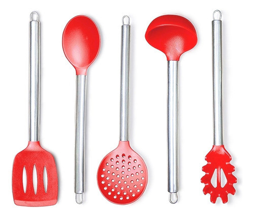 Kit 5 Utensílios Inox Com Silicone Multiuso - Mimo Style 0
