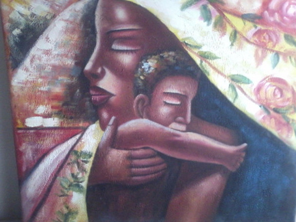Cuadro Maternidad Al Oleo Sobre Tela 50x 60 Firmado 0