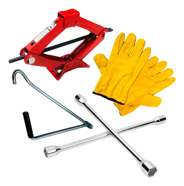 Juego Cricke Tijera 1 Tonelada Llave Cruz Cromada 14 0