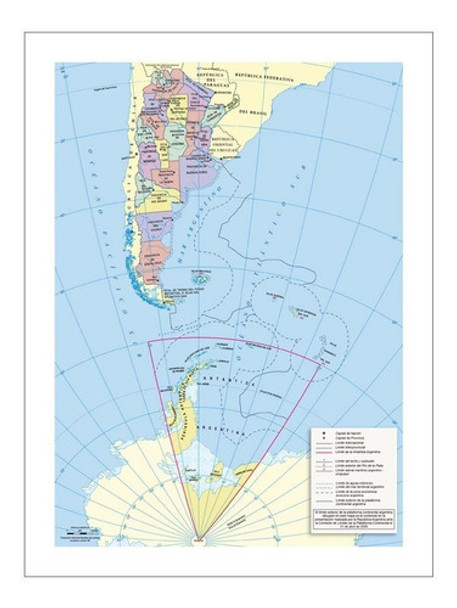 Lamina Fine Art Mapa Politico Argentina 60x80 M Y C 0