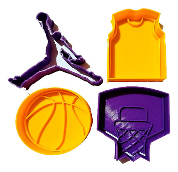 Molde Cortante Galletita Fondant Basquet Cookie Pack X4 0