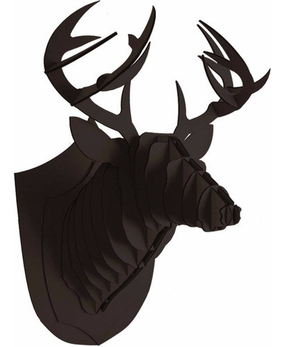 Troféu De Parede Alce 3d Mdf Cor Preta - Mdf 3 Mm 0