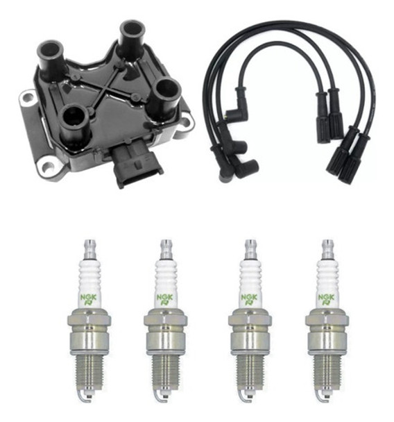 Kit Cables+bujias+bobina Fiat Palio Siena Idea Punto 1.4 8v 0