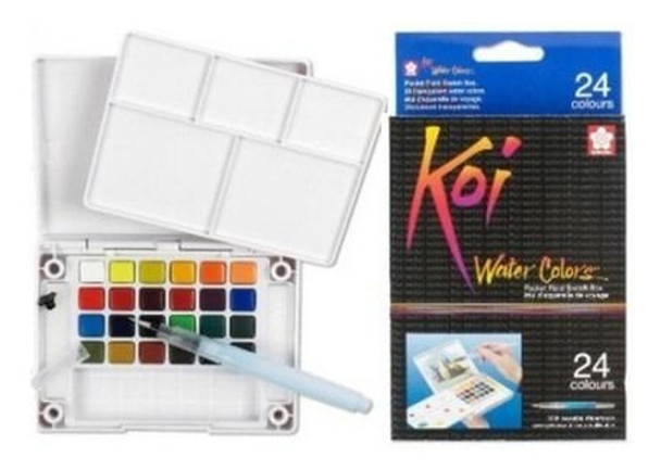 Aquarelas Pintura Pastilha Sakura Koi Water 24 Cores Xncw24 0