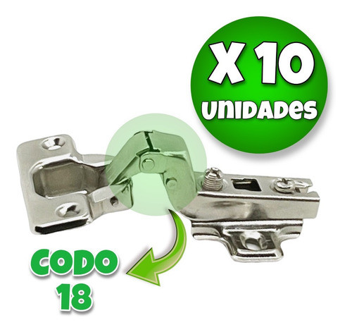 Bisagra Resorte 35mm De Embutir Mueble De Cocina Codo 18 X10 0