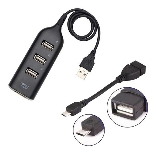 Adaptador Teclado E Mouse Para Celular Hub 4 Portas + Otg V8 0