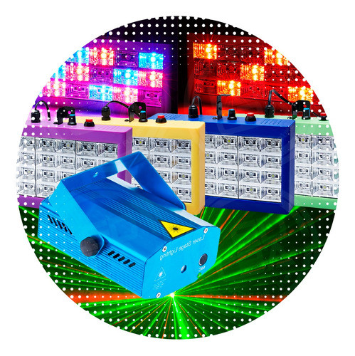 Combo Luces Mini Laser  + Flash 18 Led Rgb Audiorítmicos 0