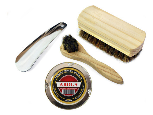 Kit Para Zapatos Calzador + Cepillos + Pomada Arola 0