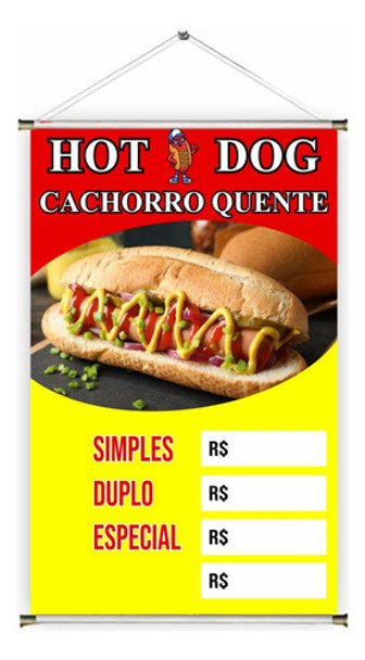 Banner Pronto Hot Dog Ref 214 - 45x70 Cm (arte Pronta) 0
