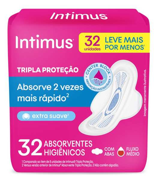 Absorvente Intimus® Tripla Proteção Suave C/abas 32 Un 0