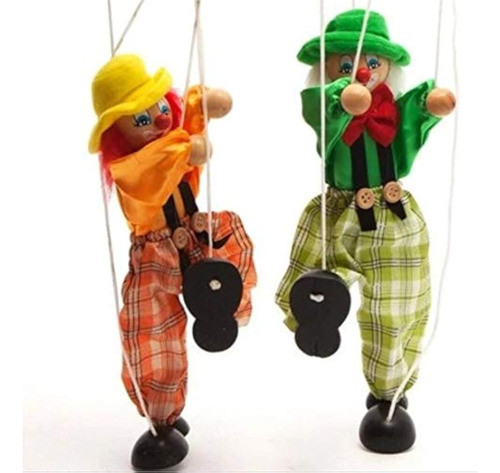 Divertida Marioneta De Payaso De Madera, Juguete 0