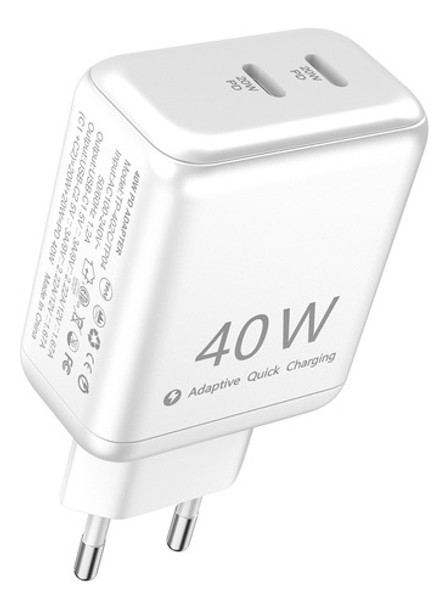 Cargador Usb Tipo C Pd 40w De Pared Doble Carga Rapida 20w 0