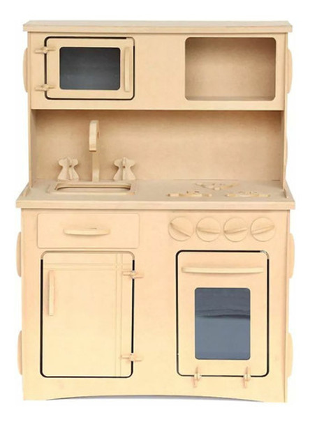 Cocina Juguete De Madera Con Alacena Montessori Mdf 0