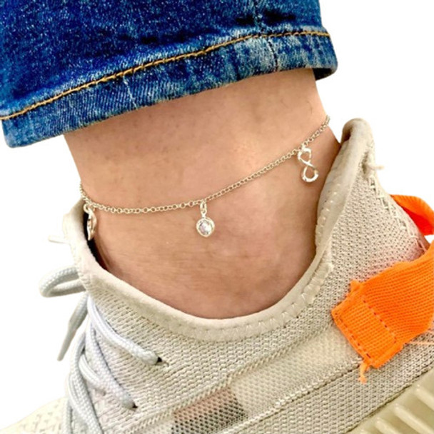 Tobillera Con Infinito Y Cubic Colgante De Plata 925 Tb 03 0