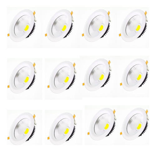 Kit 12 Led Cob Spot Light 7w 6500k Branco Frio Lead 0