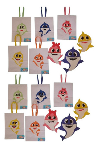 Bolsitas Para Sorpresitas Papel Baby Shark Goma Eva X 10 0