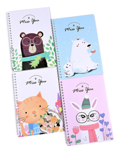 Libreta A5 Con Espiral Diseño De Gato - Goldin Papelería 0