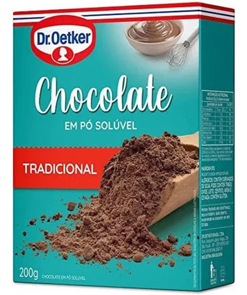 Chocolate Em Pó Solúvel Dr. Oetker Tradicional 200g Kit C/7 0