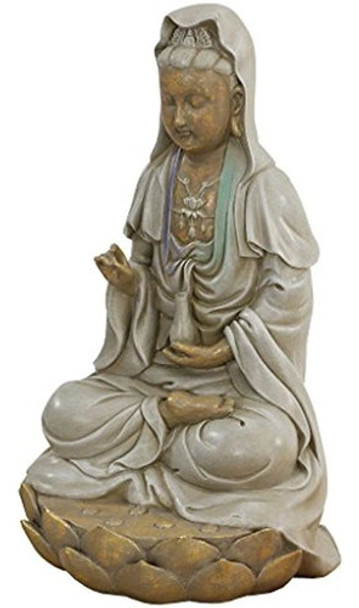 Diseño Toscano Diosa Guan Yin Sentado En Una Estatua De Loto 0