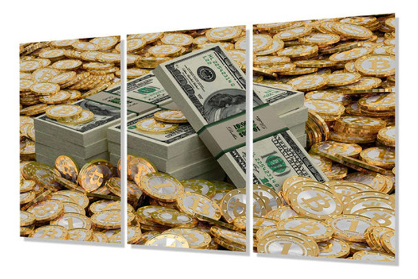 Cuadro Trip 60x90 Dinero Bitcoin Billete Dolar Coin 0