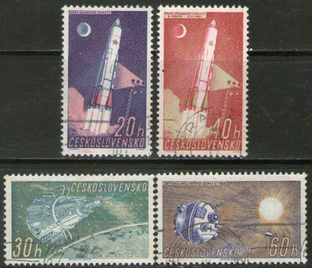 Checoslovaquia Serie X4 Sellos Usados Espacio = Sputnik 1961 0