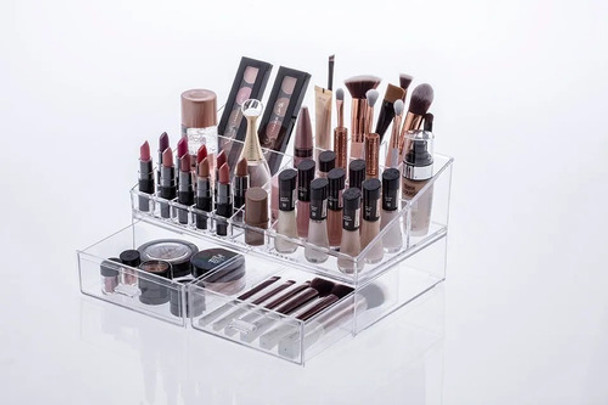 Caixa Acrílico Organizador + 2 Gavetas Maquiagem Esmalte G 0