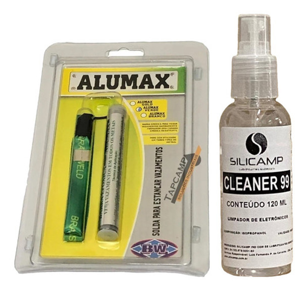 Solda Fria P/ Vazamento Refrigeração Alumax Verde + Limpador 0 Solda Fria P/ Vazamento Refrigeração Alumax Verde + Limpador 0
