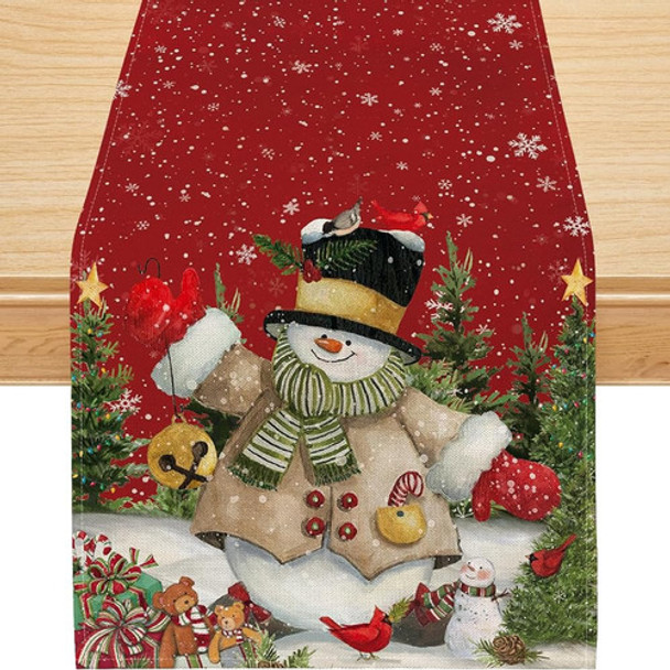 Siilues Camino De Mesa De Navidad, Muñeco De Nieve Decoracio 0