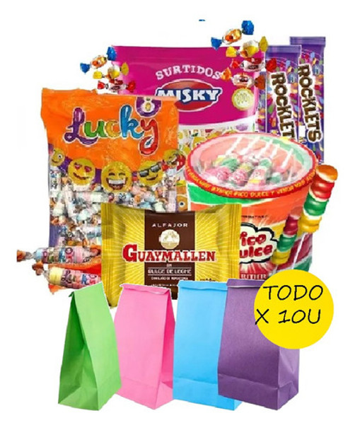 Combo Golosinas 10 Chicos+ Bolsas Papel Fiestissima Liniers 0