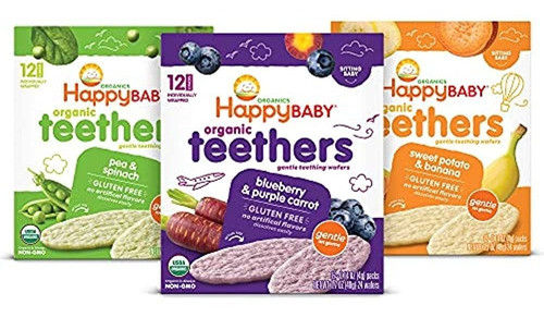 Mordedor Happy Baby Organics, Paquete De 3 Sabores Variados, 0