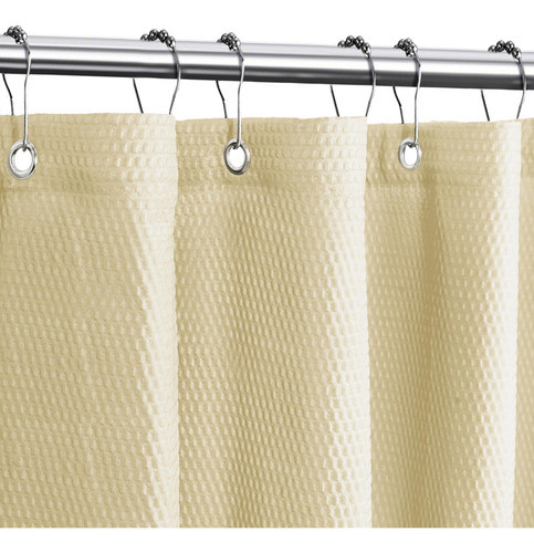 Tititex Forro De Cortina De Ducha De Tela Beige Solido Con 3 0