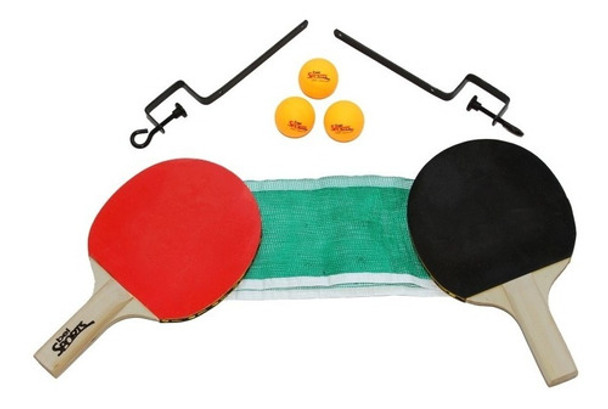 Kit Tênis De Mesa Com Suporte  1 Rede Bel 3 Bolas 2 Raquetes 0