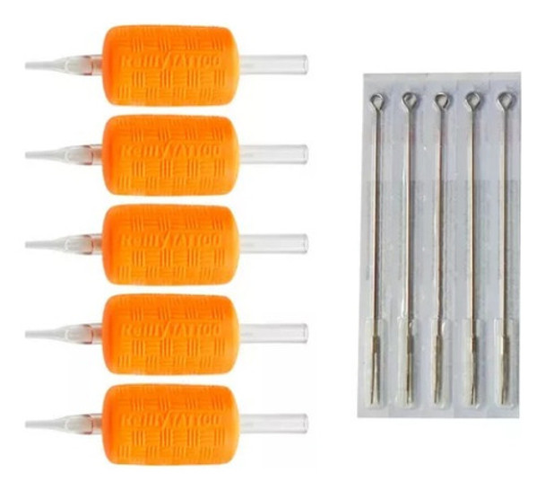 Kit 5 Biqueiras Bico + 5 Agulhas Tatuagem Anvisa Reilly 0