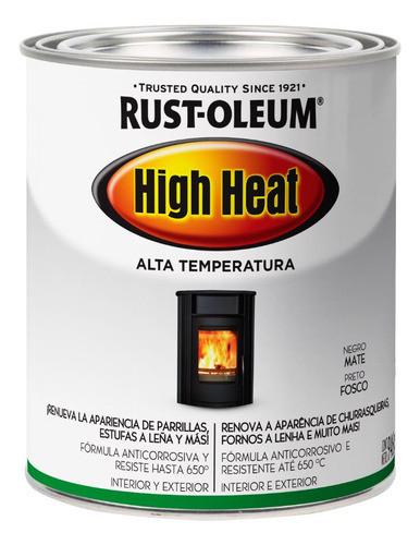 Pintura Alta Temperatura Negro Mate 946 Ml 0