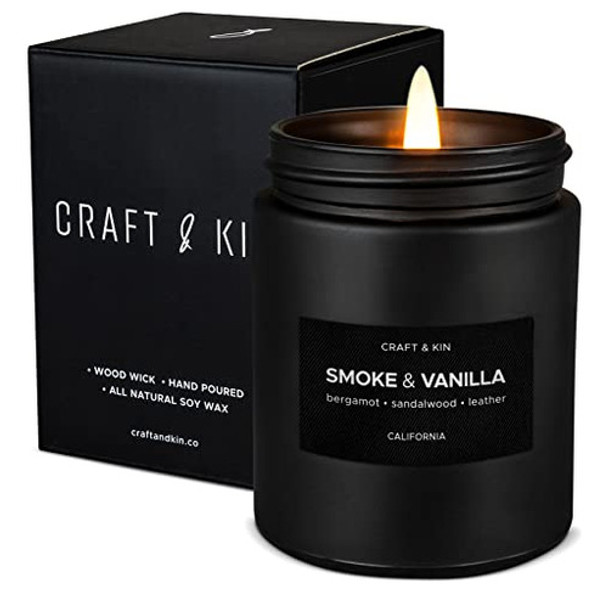 Vela Aromatica De Humo Y Vainilla | De Soja Para El Hogar 0