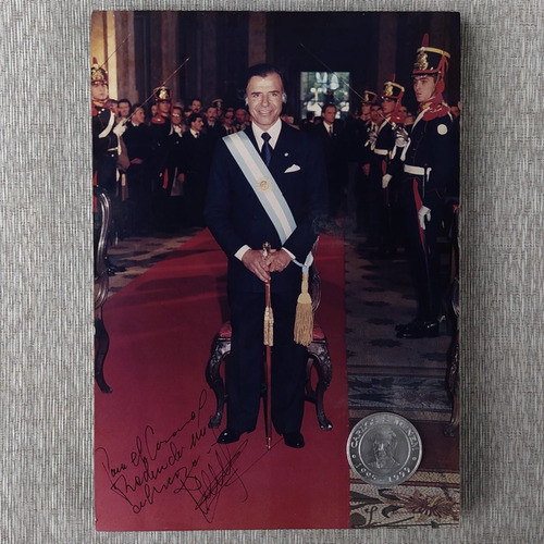 Foto Presidente Menem 1995 Firmada Autógrafo Dedicada 0