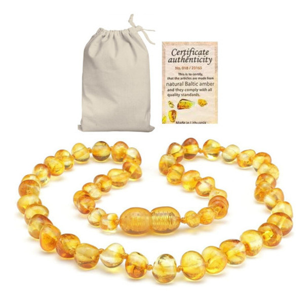 Colar De Ambar Infantil Original Bebe Neném Dentição 33cm 0