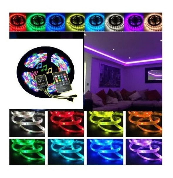 Fita Led Automotiva Controle Ritmico Rgb 5m 5050 Siliconado 0