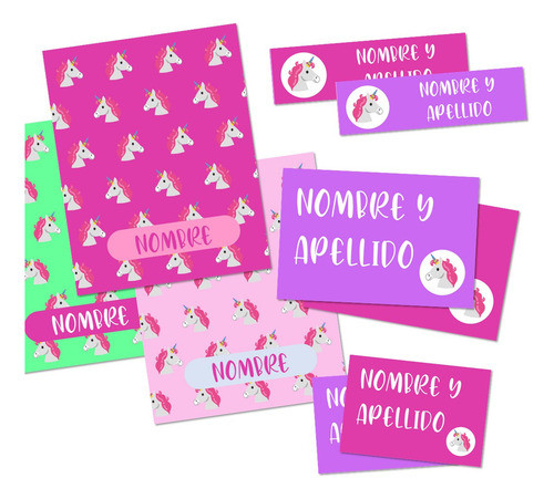 Kit Imprimible Etiquetas Escolares Unicornio 0