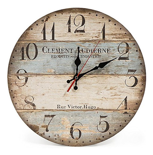 Lohas Home 12 Pulgadas Silent Vintage Wooden Round Wall Cloc 0