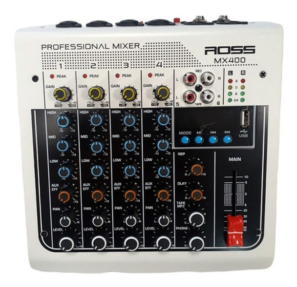 Mixer Ross Pa Mx400 4 Canales Con Efectos Musicapilar 0