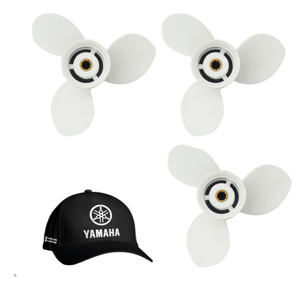 Hélice Motor Popa Yamaha 15hp 2t 9.1/4  X 11  Kit C/2 + Boné 0 Hélice Motor Popa Yamaha 15hp 2t 9.1/4  X 11  Kit C/2 + Boné 0