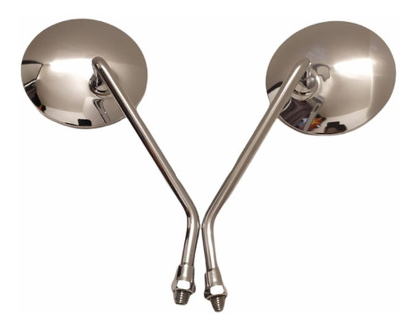 Espejo Redondo Cromado Metal Set X 2 Tipo Custom Pase 10mm 0
