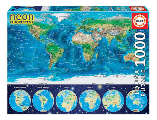 Puzzle Educa 1000pcs Neon World Map 16760 0