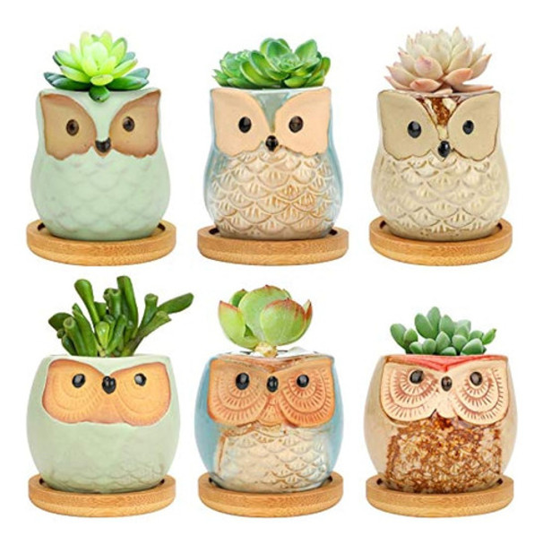 Macetas Para Macetas Suculentas De Búho De 2.5 Pulgadas Jhua 0